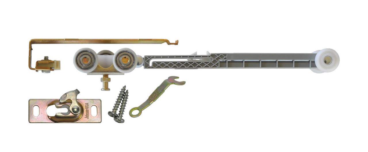 Johnson Hardware 1060 soft close hanger front view showing compact actuator for smooth doors