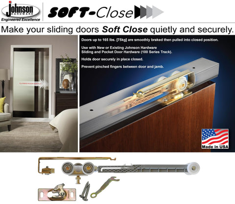 Johnson Hardware 1060 soft close hanger side angle illustrating single-direction soft close