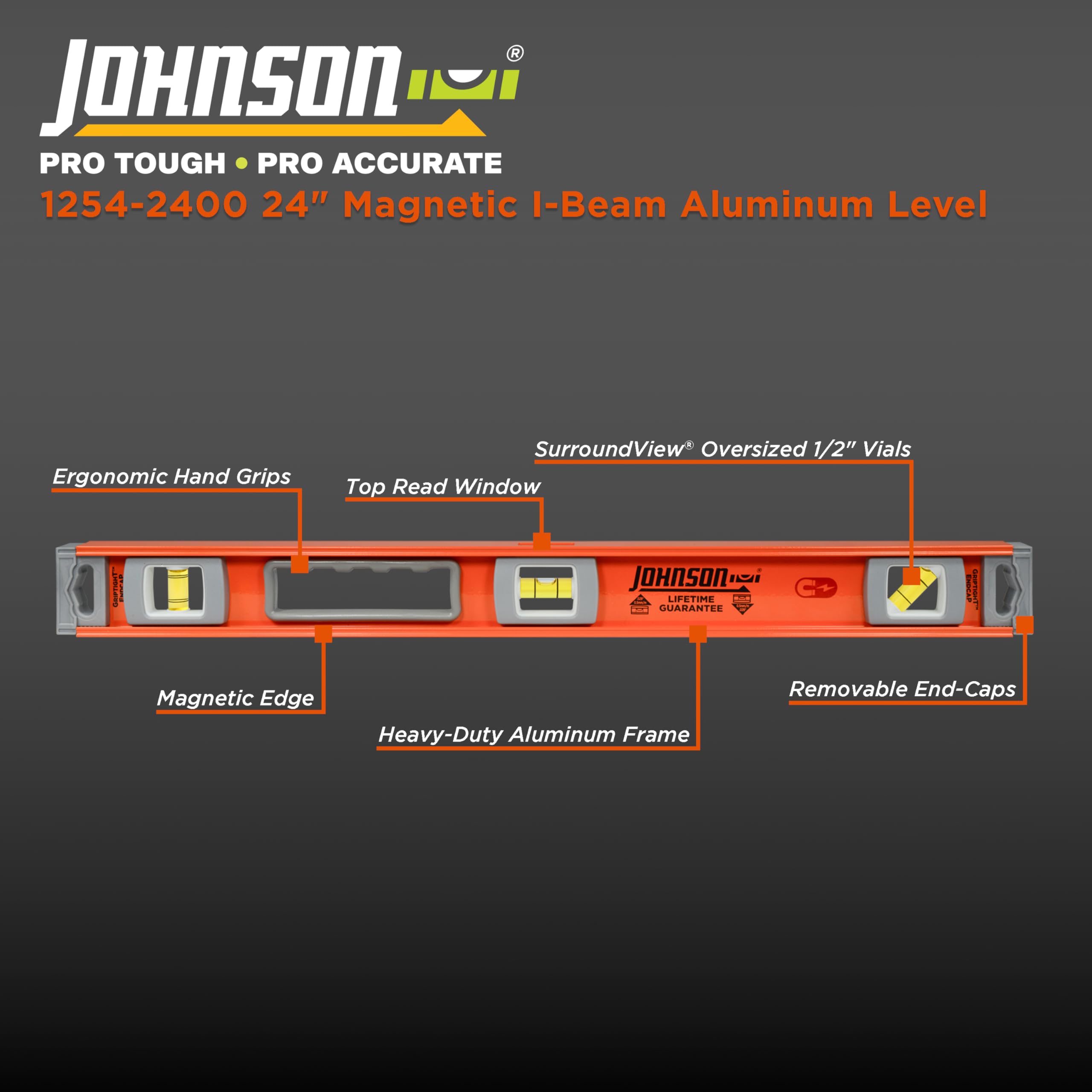 Johnson 1254-2400 oversized half-inch vials with SurroundView for easy readings.
