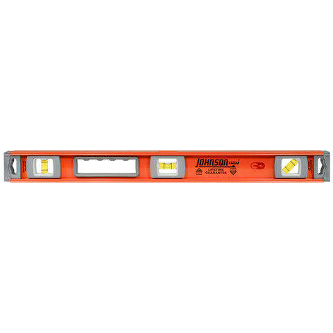 Johnson 1254-2400 magnetic edge for hands-free leveling on metal surfaces.