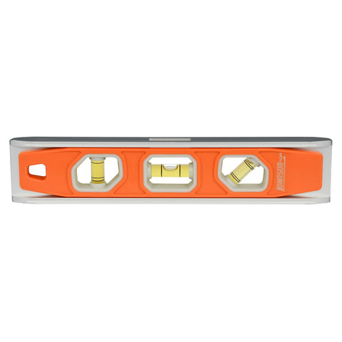 Johnson glow-view 9-inch torpedo level with glow-in-the-dark vial for dim jobs