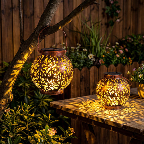 Joiedomi outdoor lantern with lily flower design for cozy patio ambience