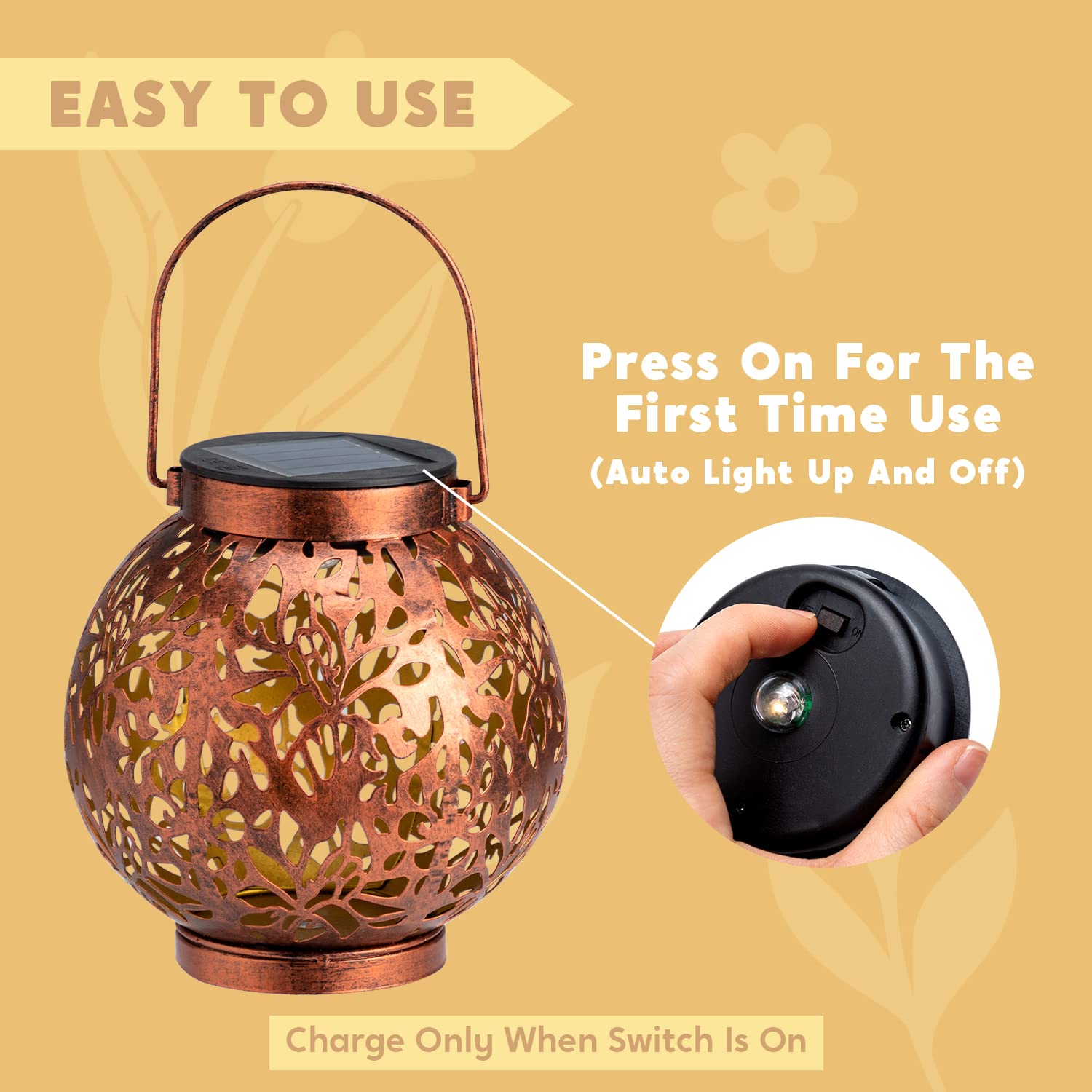 Joiedomi portable solar lantern for patio or balcony use