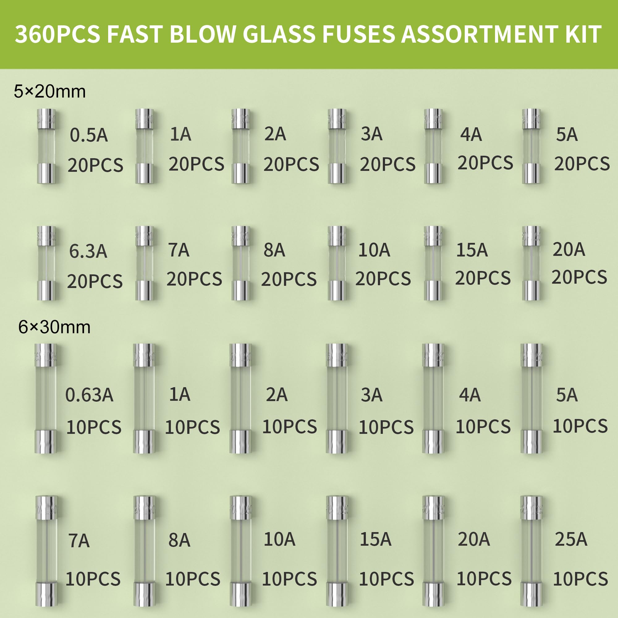 Joinfworld 24-value automotive fuses organized for quick replacement.
