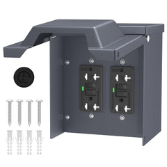 Joinfworld outdoor outlet box with dual 20A GFCI receptacles for safe outdoor power access.