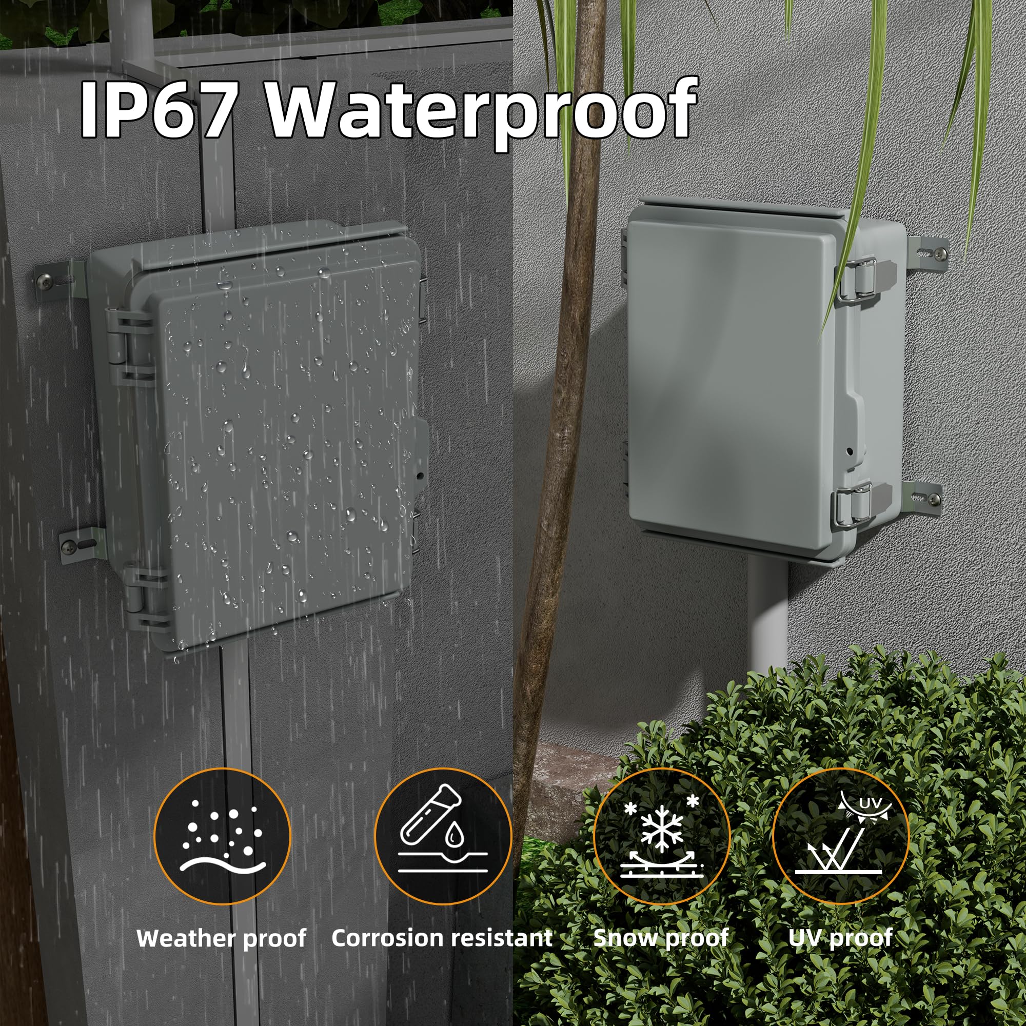 Joinfworld outdoor waterproof box interior with DIN rail ready for mounting controllers
