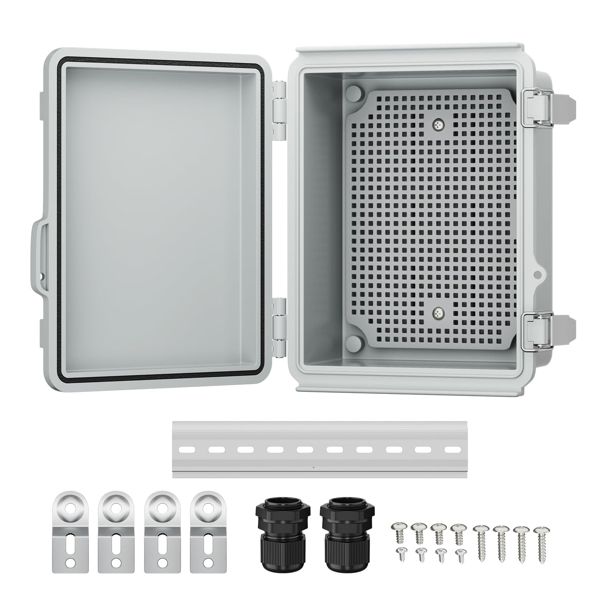 Joinfworld outdoor waterproof box front view demonstrates rugged ABS enclosure protecting outdoor wiring