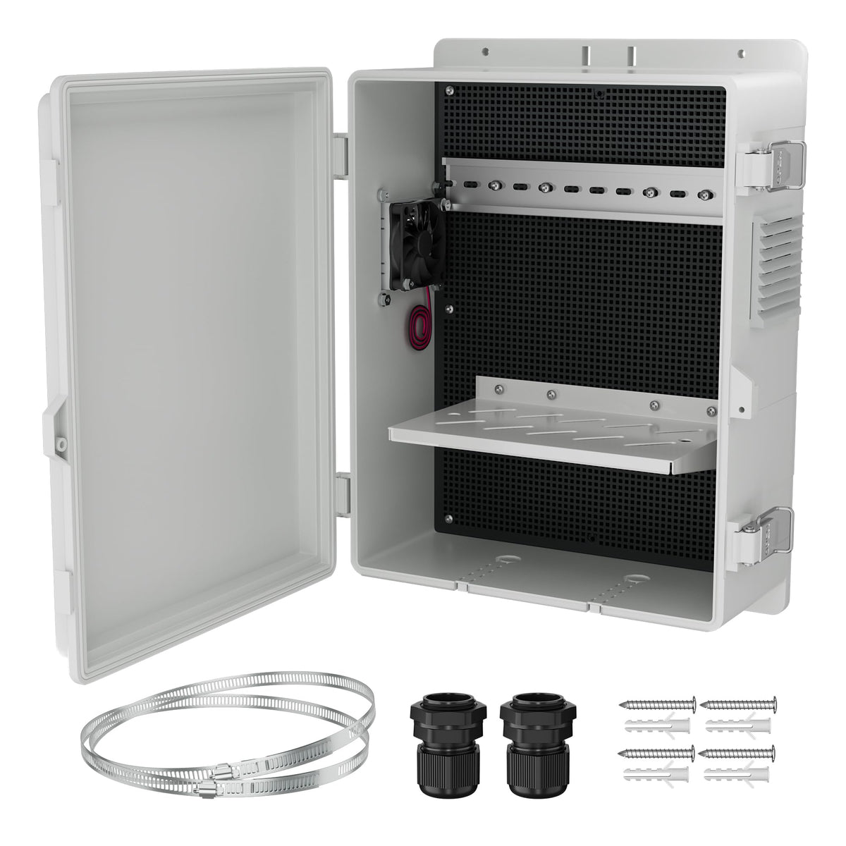 Joinfworld vented outdoor enclosure front view suitable for weatherproof outdoor WiFi setups