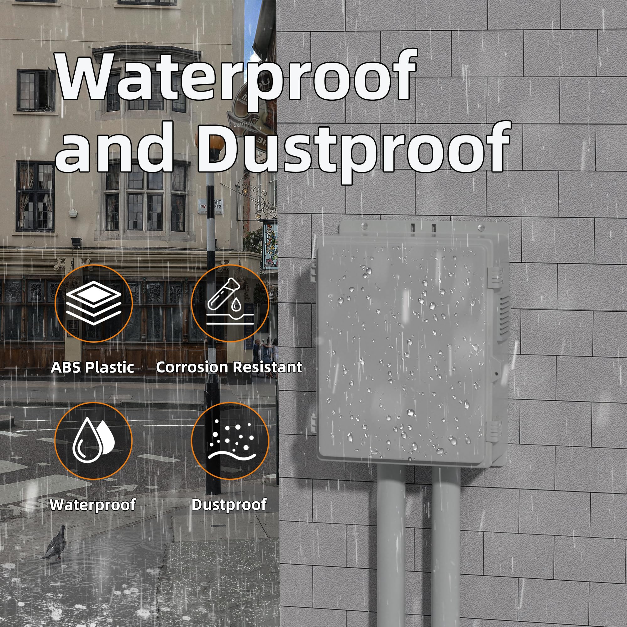 Joinfworld waterproof box with lockable buckles for secure outdoor installations.