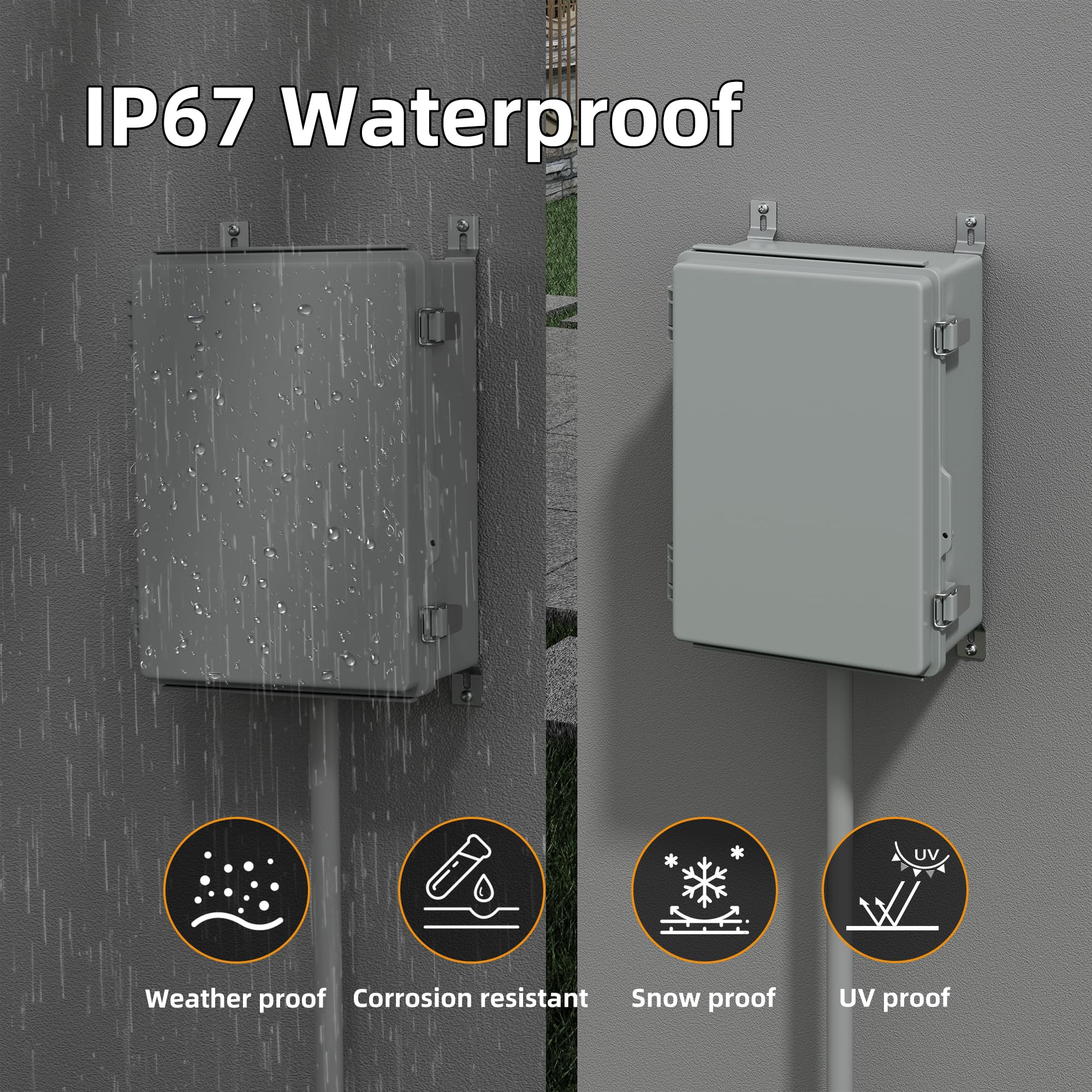 Joinfworld waterproof box with wall-mount brackets for secure outdoor installation