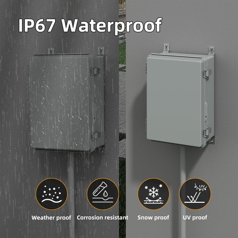 Joinfworld waterproof box with wall-mount brackets for secure outdoor installation