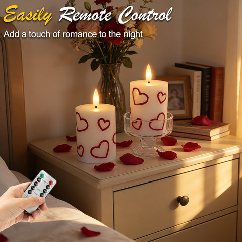 JOIONE red heart embellishments add romantic charm to candle set