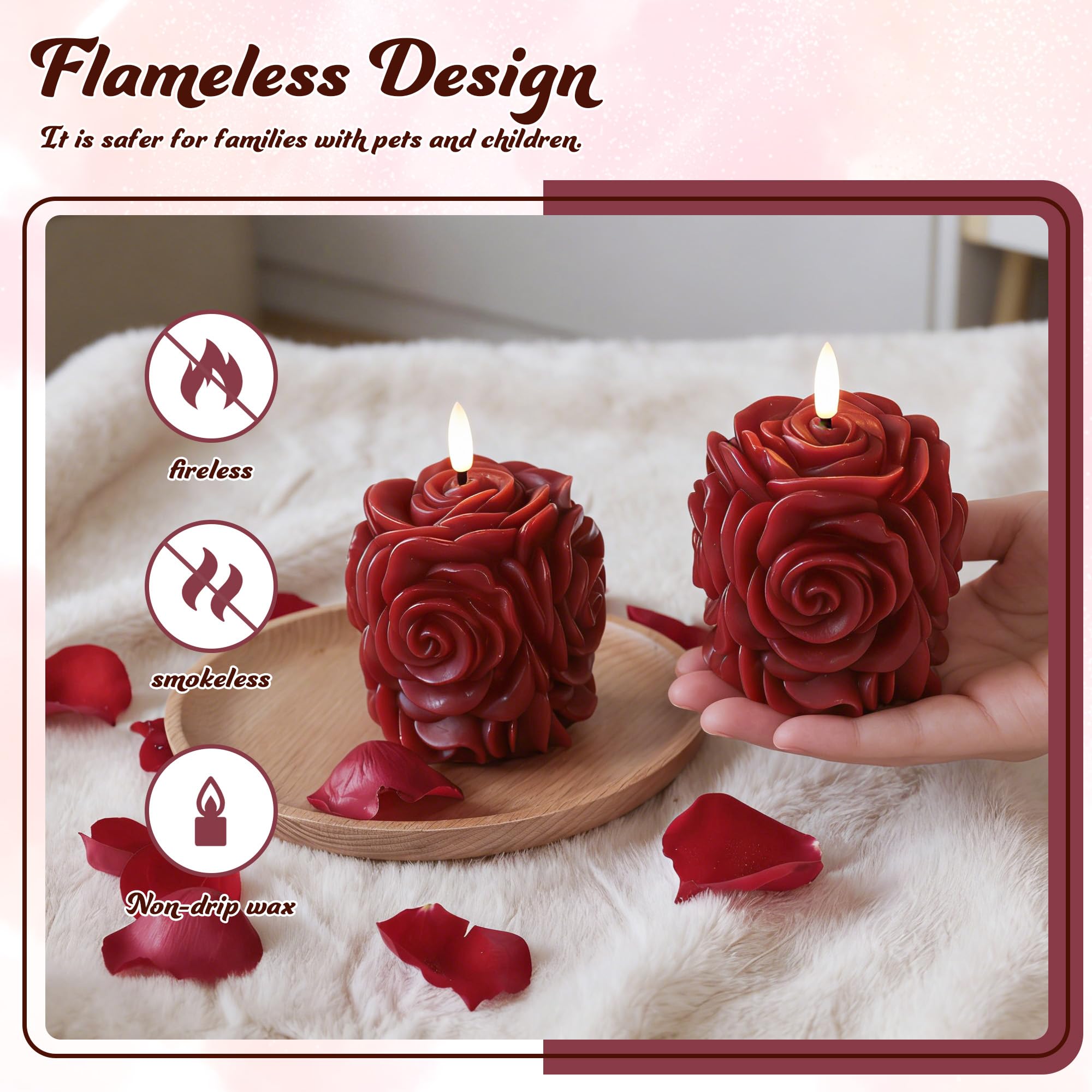 JOIONE Tabletop rose candle creates intimate dinner ambiance