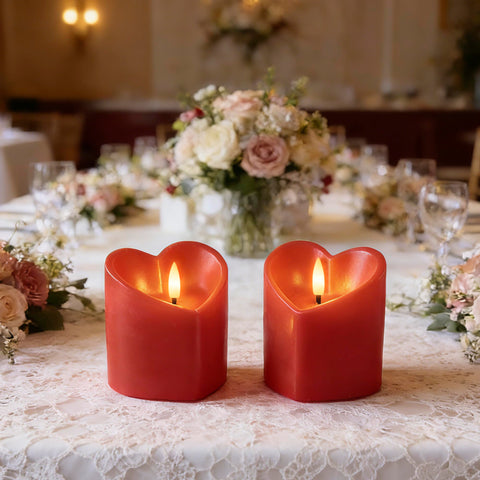 Battery-powered LED candles offer hours of soft light.