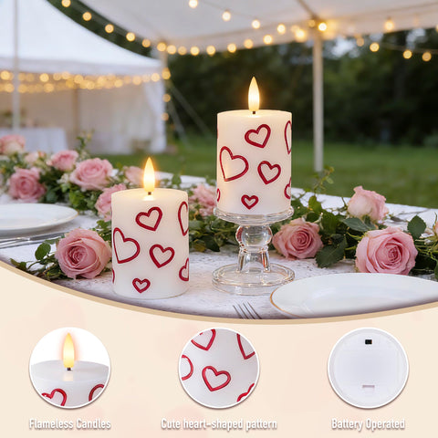 JOIONE two-pillar candles with heart design for elegant dining decor
