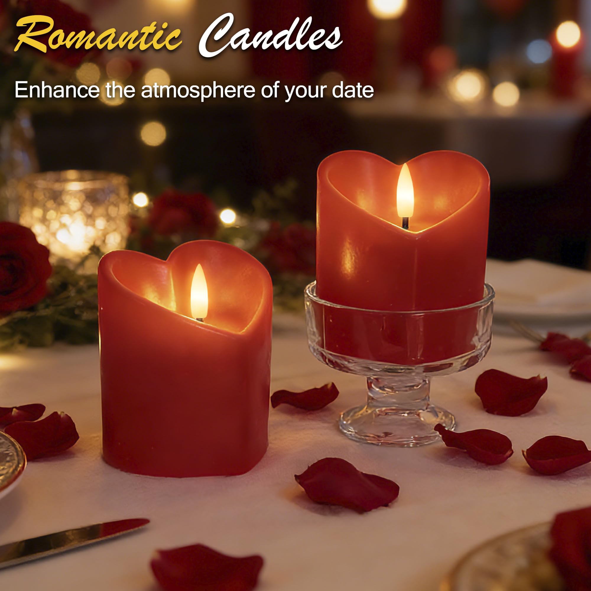 Close-up of the JOIONE heart candle's detailed shape and finish.