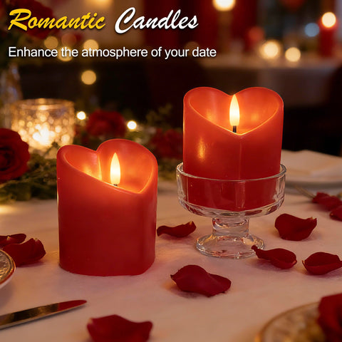 Close-up of the JOIONE heart candle's detailed shape and finish.