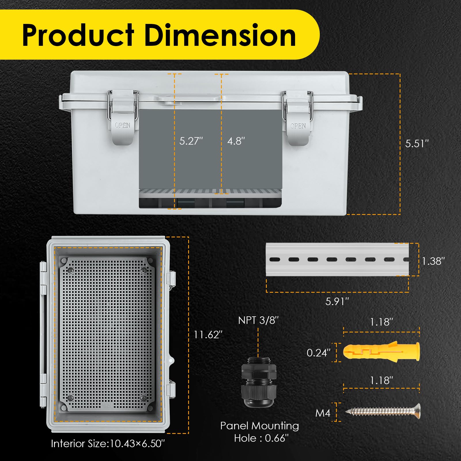 Joisyoya DIN rail installation kit enables quick, secure mounting.