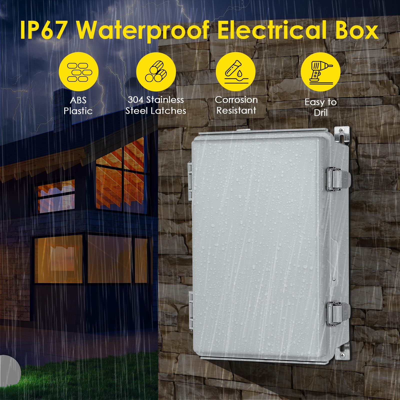 Joisyoya IP67 weatherproof enclosure side view demonstrating rugged protection.