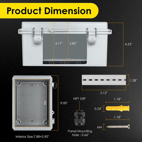 Joisyoya outdoor enclosure with DIN rail installation for DIY-ready mounting.