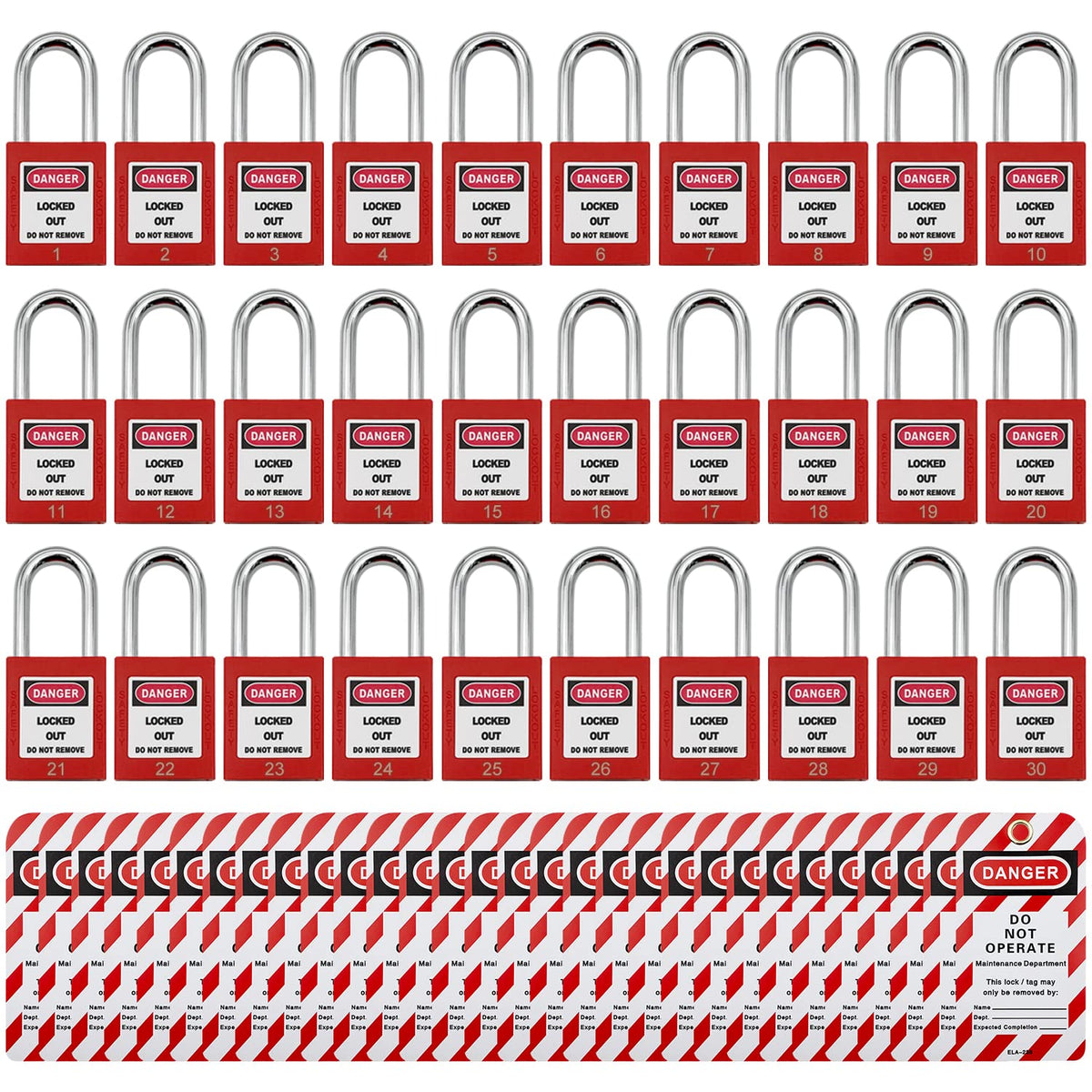 JOJOMARK lockout locks: red, durable bodies with two keys for reliable safety during maintenance