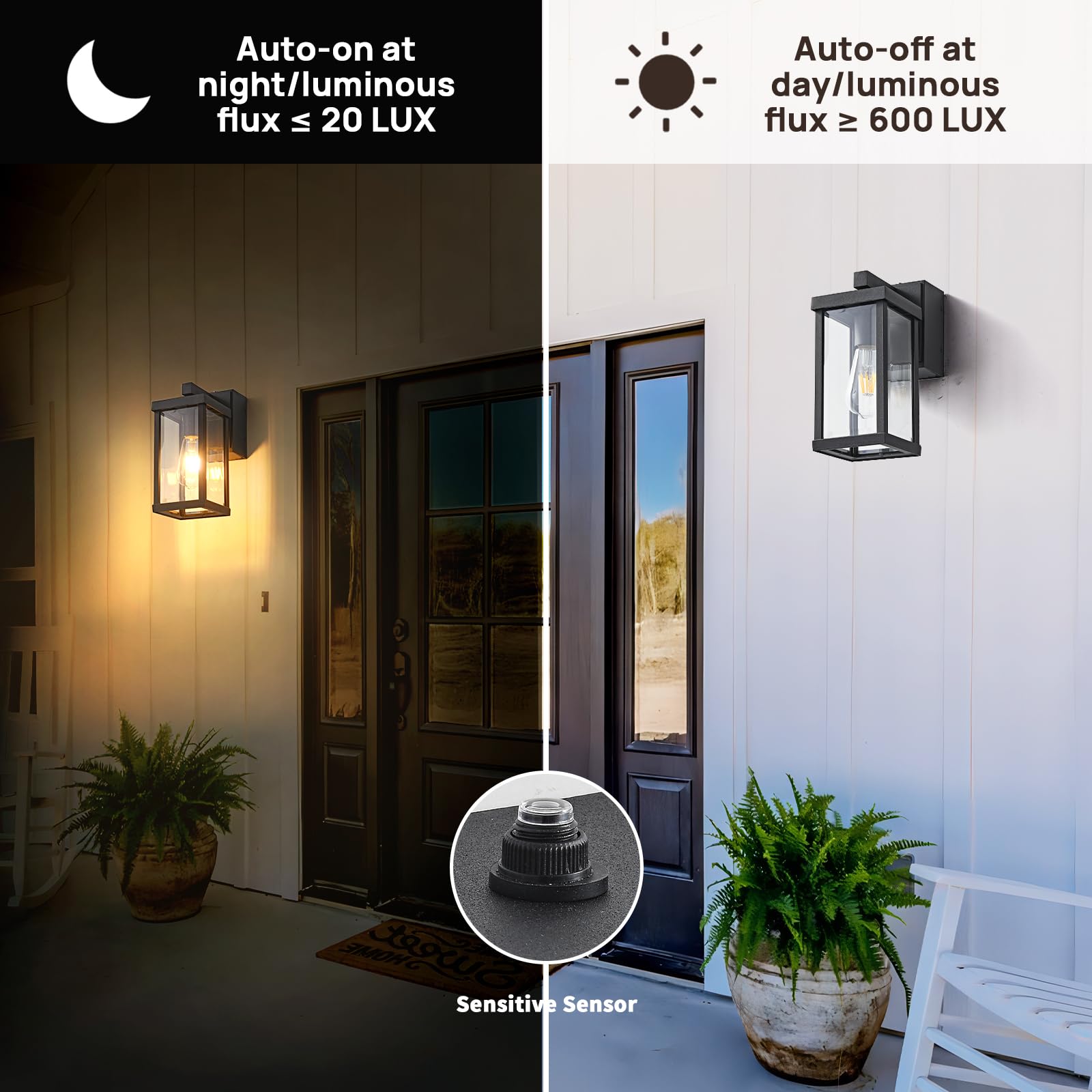 JOKAONOTL waterproof outdoor wall lamp resists rain and snow.
