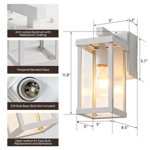 JOKAONOTL outdoor wall light closeup highlights built-in GFCI for easy power access.