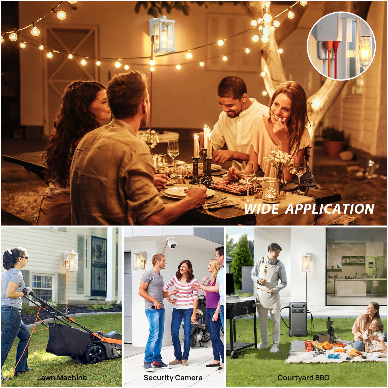 JOKAONOTL weatherproof white metal finish resists rain and wind for long outdoor use.