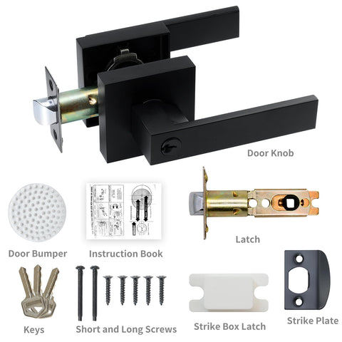 JO.KO square lever handle installed on interior door for privacy control.