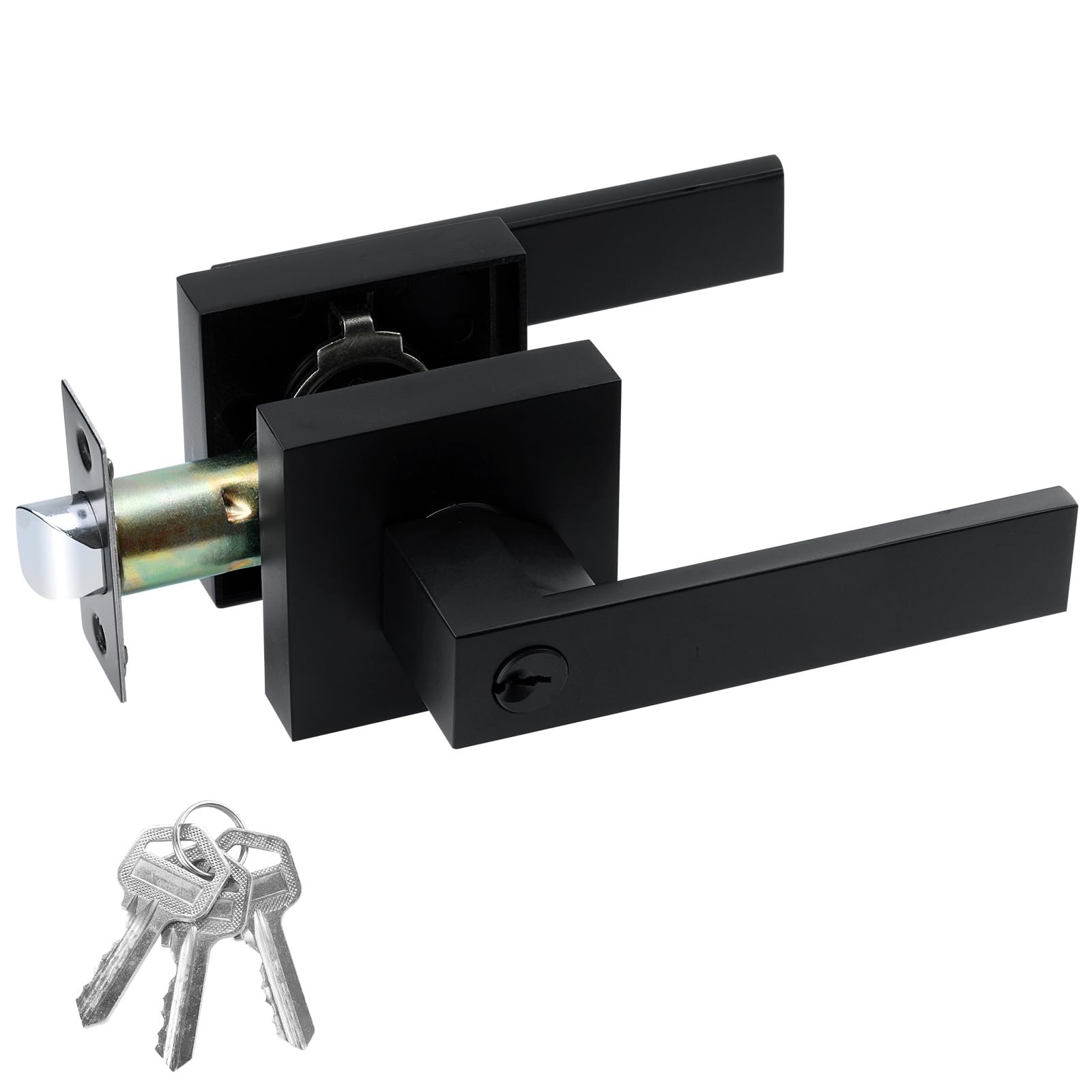 JO.KO entry door lock set with square lever in matte black for privacy.