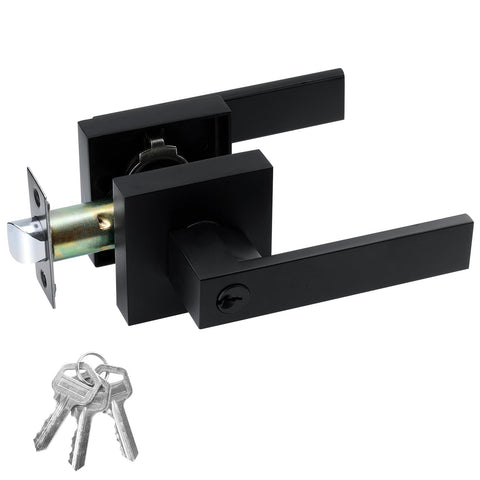 JO.KO entry door lock set with square lever in matte black for privacy.