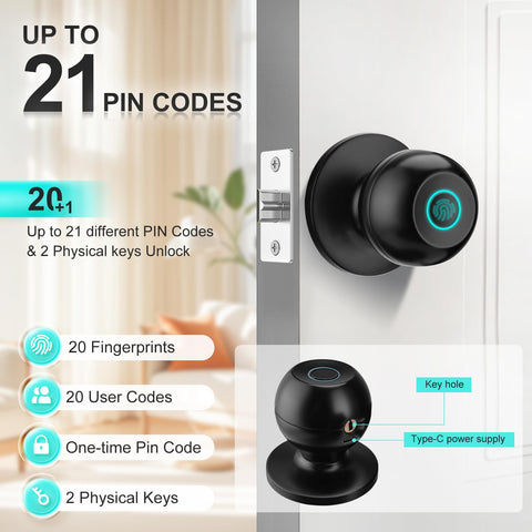 JO.KO fingerprint lock with backup key for reliable access