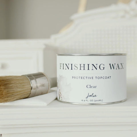 Jolie Clear Finishing Wax on textured furniture for depth with colored wax layering