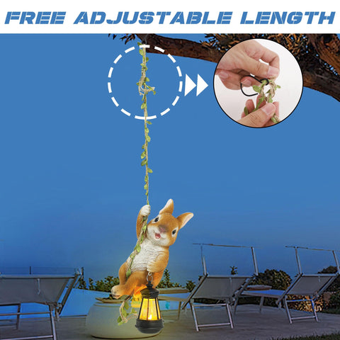 Joliyoou rabbit statue with solar LED lantern provides eco friendly lighting.