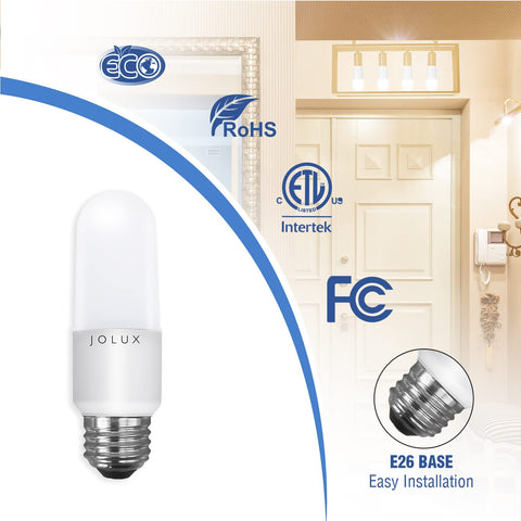 Jolux LED stick bulb with E26 base for easy replacement