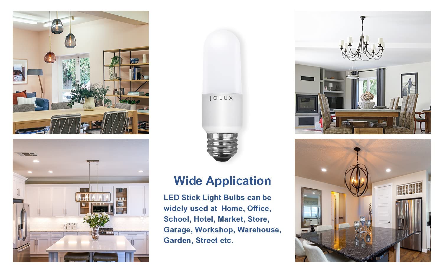 Jolux LED stick bulb non-dimmable design for steady light