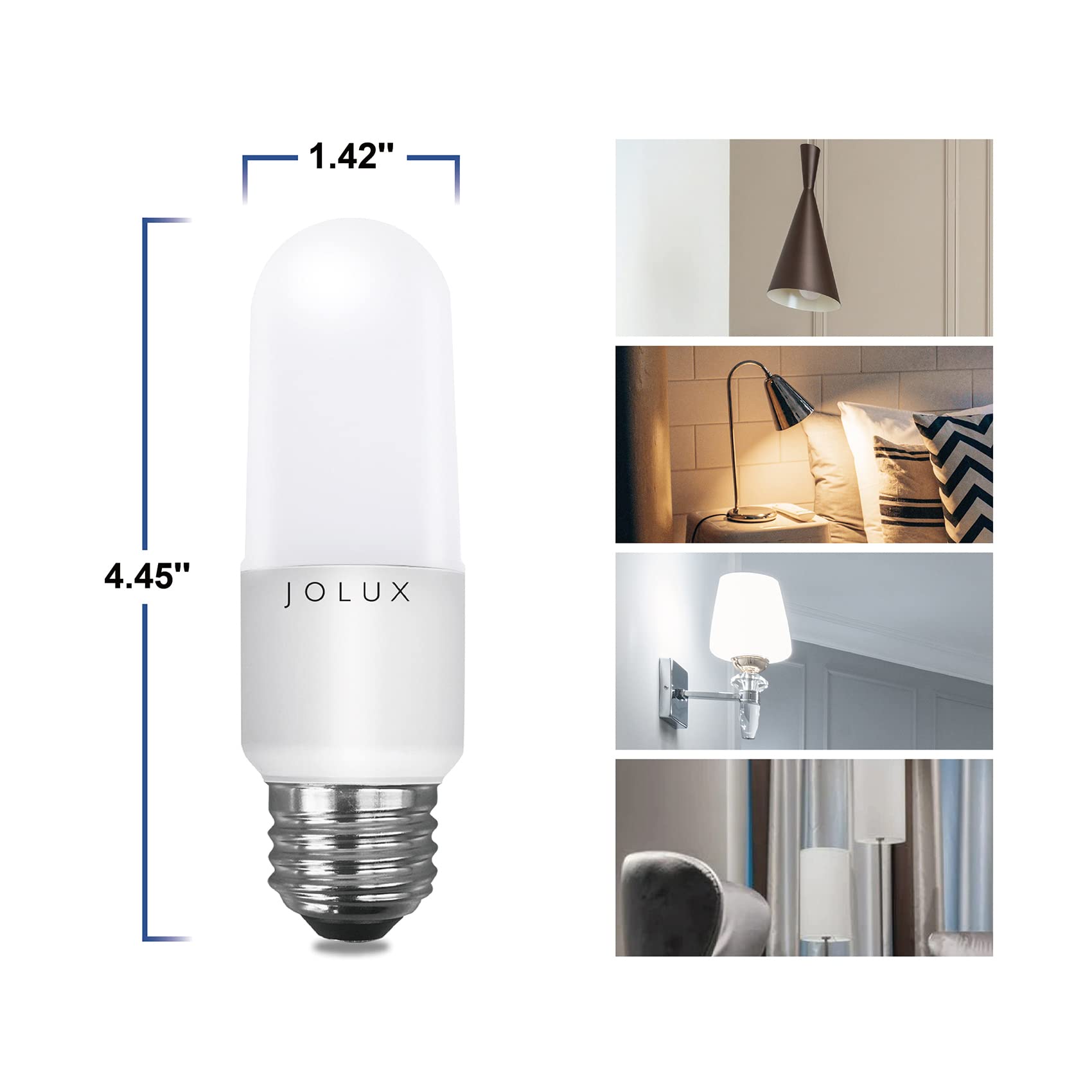 Jolux LED stick bulb 800-lumen output for clear home illumination.