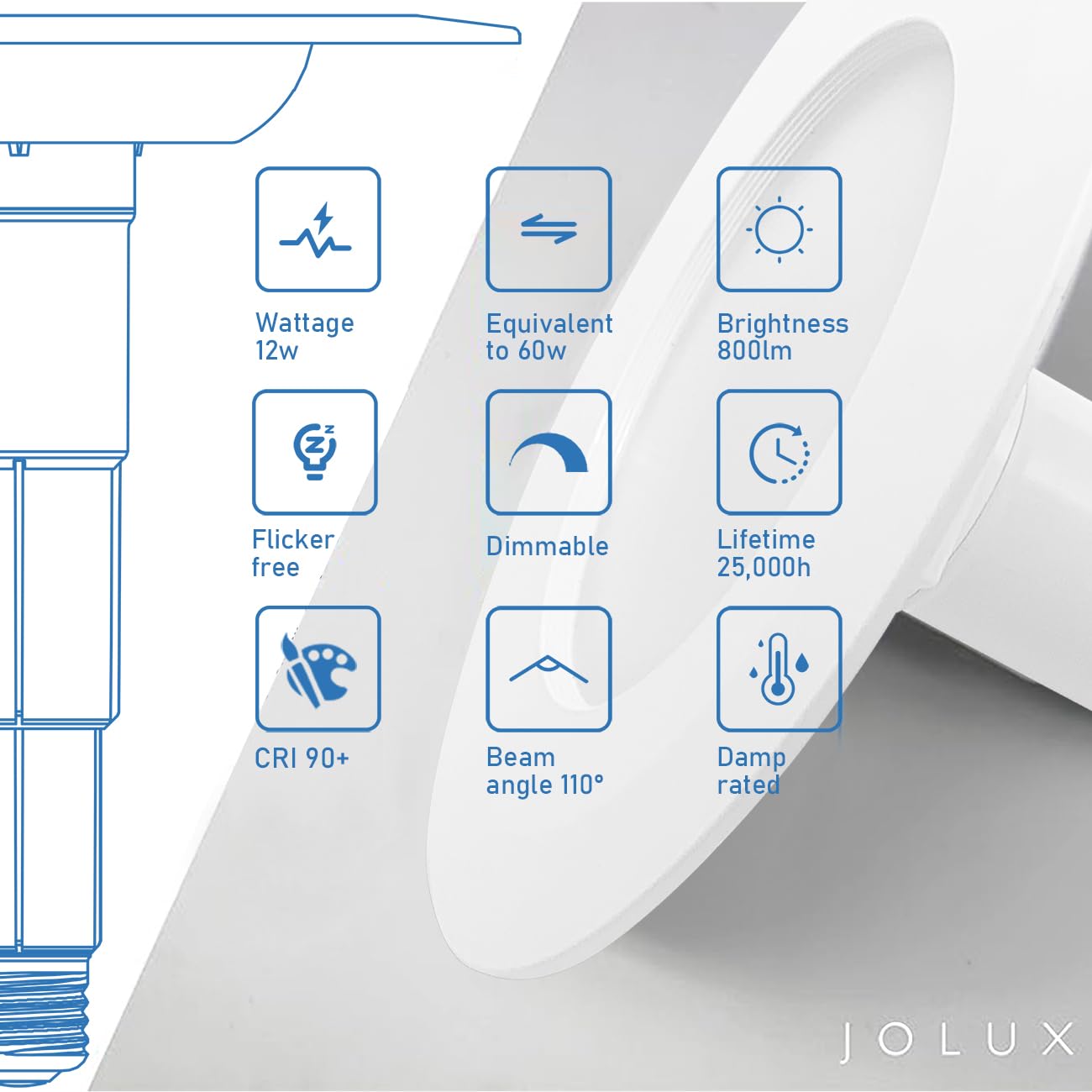 Jolux 5000K daylight retrofit downlight delivers bright, natural tones for kitchens and work areas