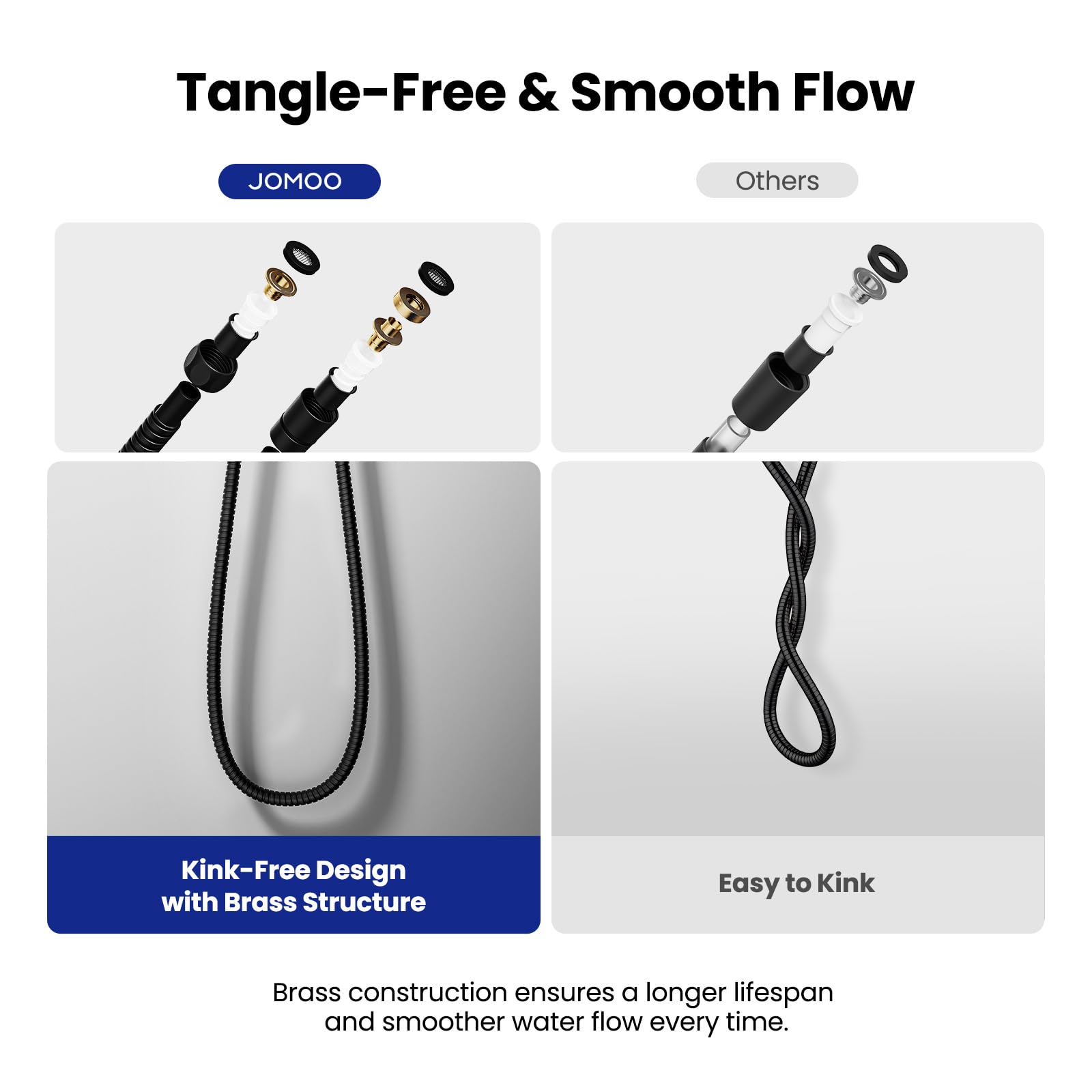 JOMOO 304 stainless steel body resists corrosion for long-lasting reliability.