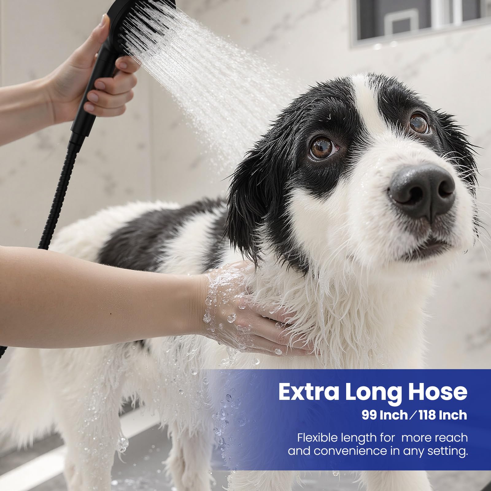JOMOO long hose is compatible with most standard shower fixtures for versatility.