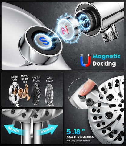 Jomst power wash mode cleans shower surfaces quickly