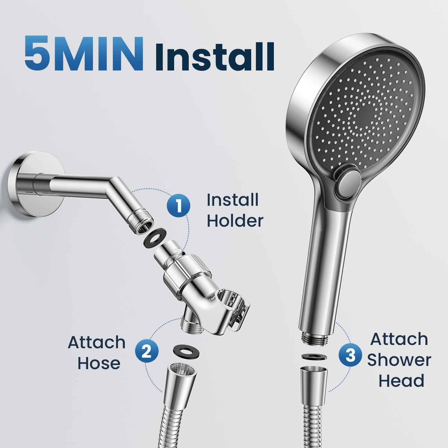 JOMST durable ABS body with stainless steel hose resists rust and daily wear.