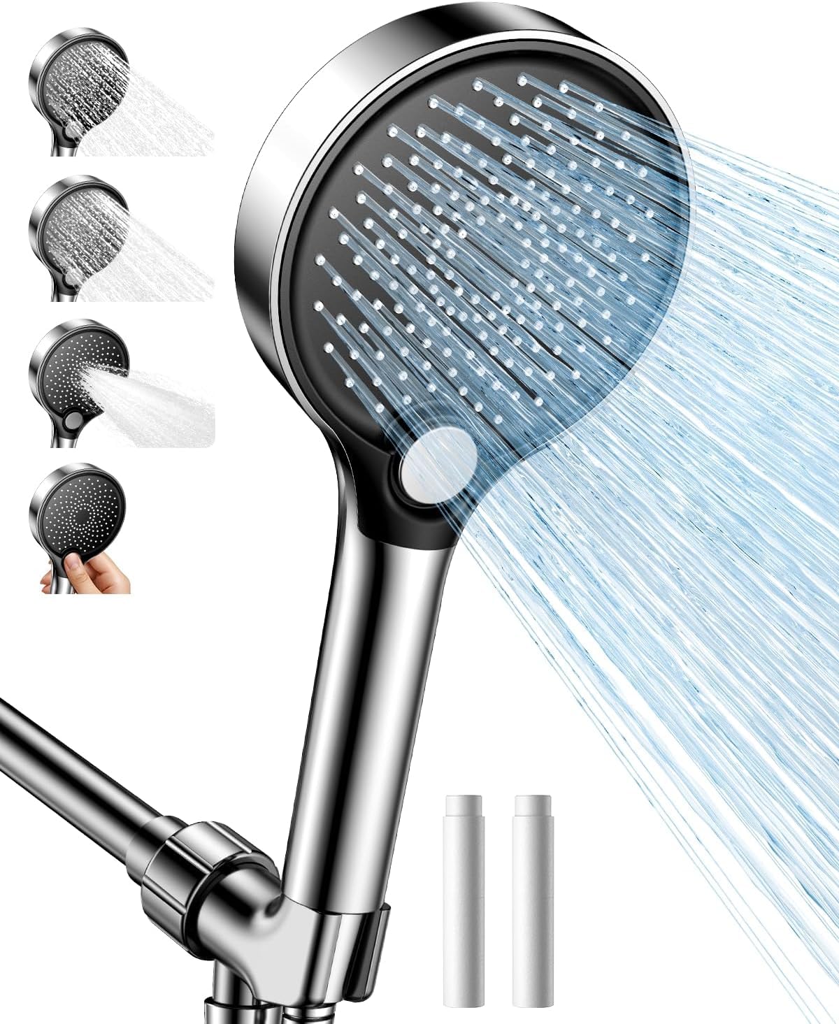 JOMST filtered handheld shower head with rain spray for a softer feel.