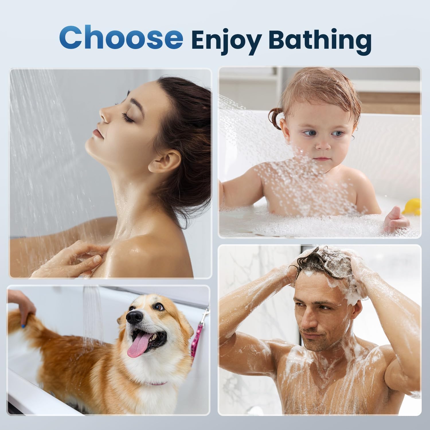 JOMST quick-install shower head fits standard arms with no tools.