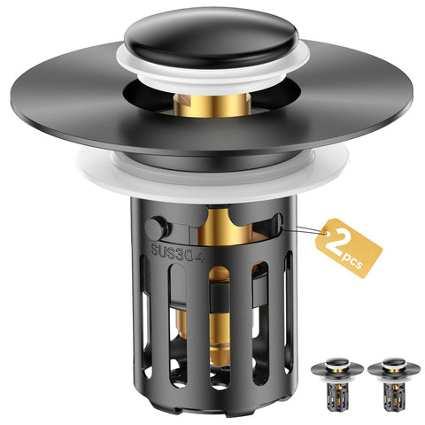 JOMSTHOME all-metal sink stopper close-up in stainless steel for durable everyday use.