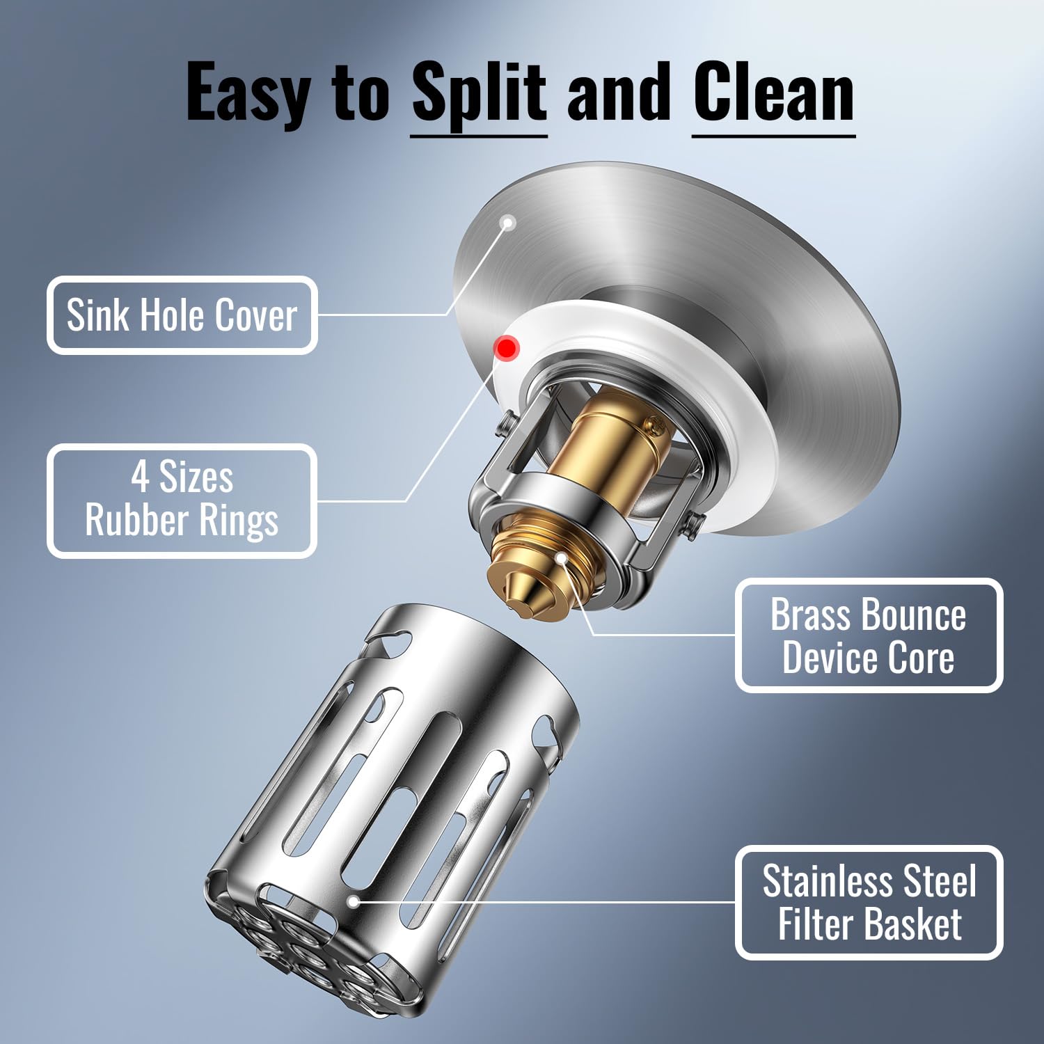 JOMSTHOME ultra-fine stainless steel strainer traps hair and debris