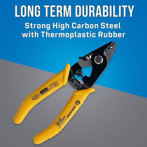 Jonard Tools JIC-375 strips coating to expose the glass fiber cleanly.