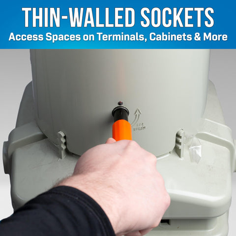 Deep socket 1-1/4 inch fits long posts and deep terminals.