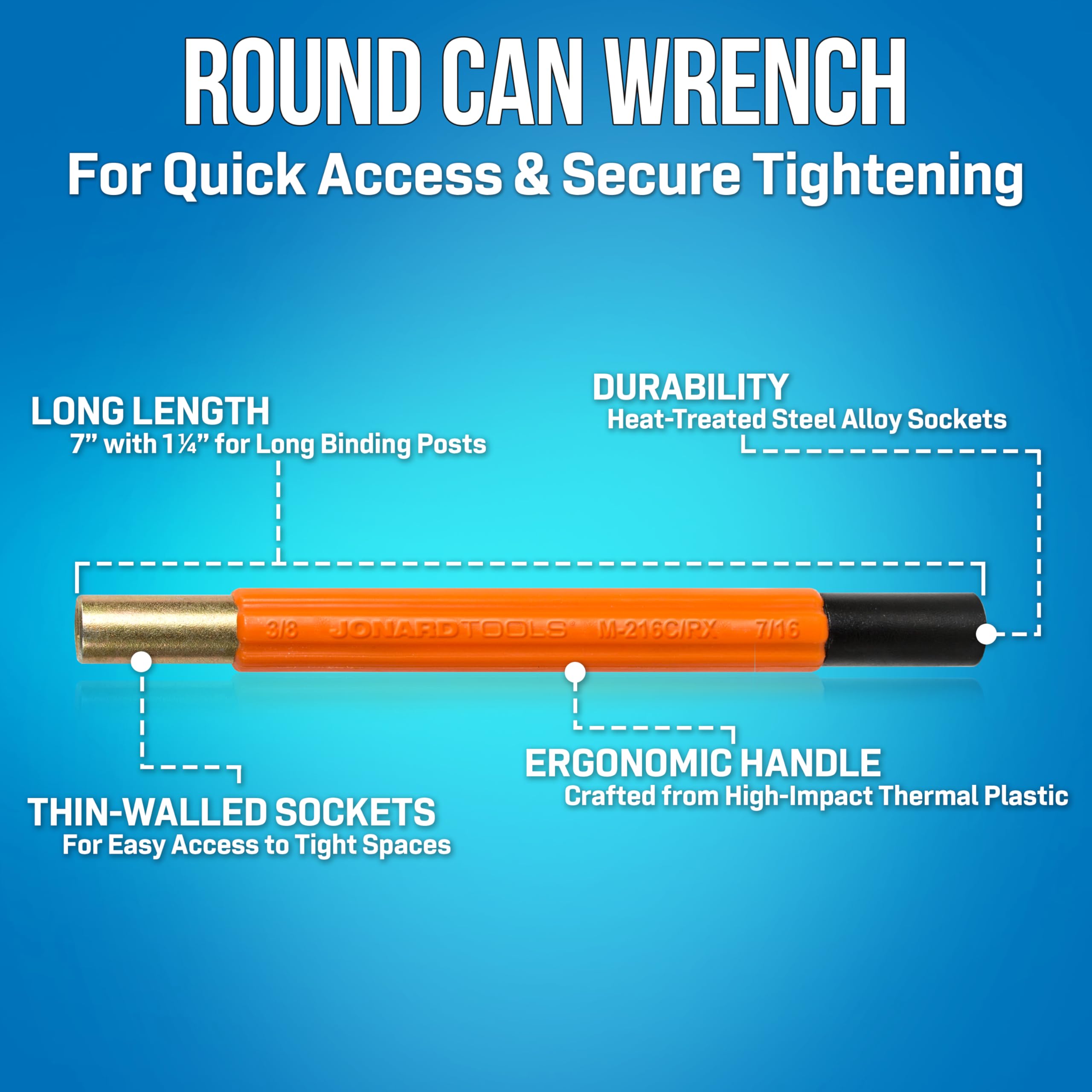 Jonard Tools M-216C/RX seven-inch reach helps access deep binding posts.