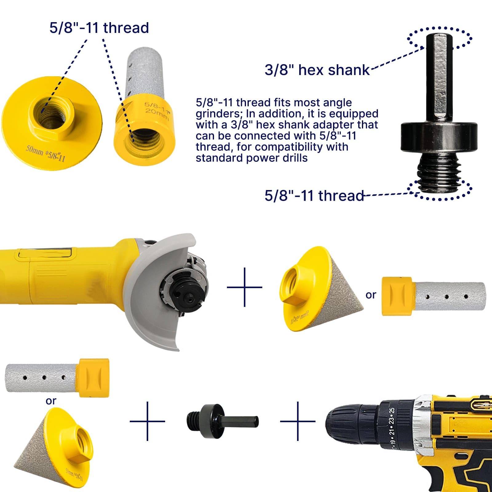 Jonas C Diamond Finger Milling Bit showing 50 mm working length for trimming